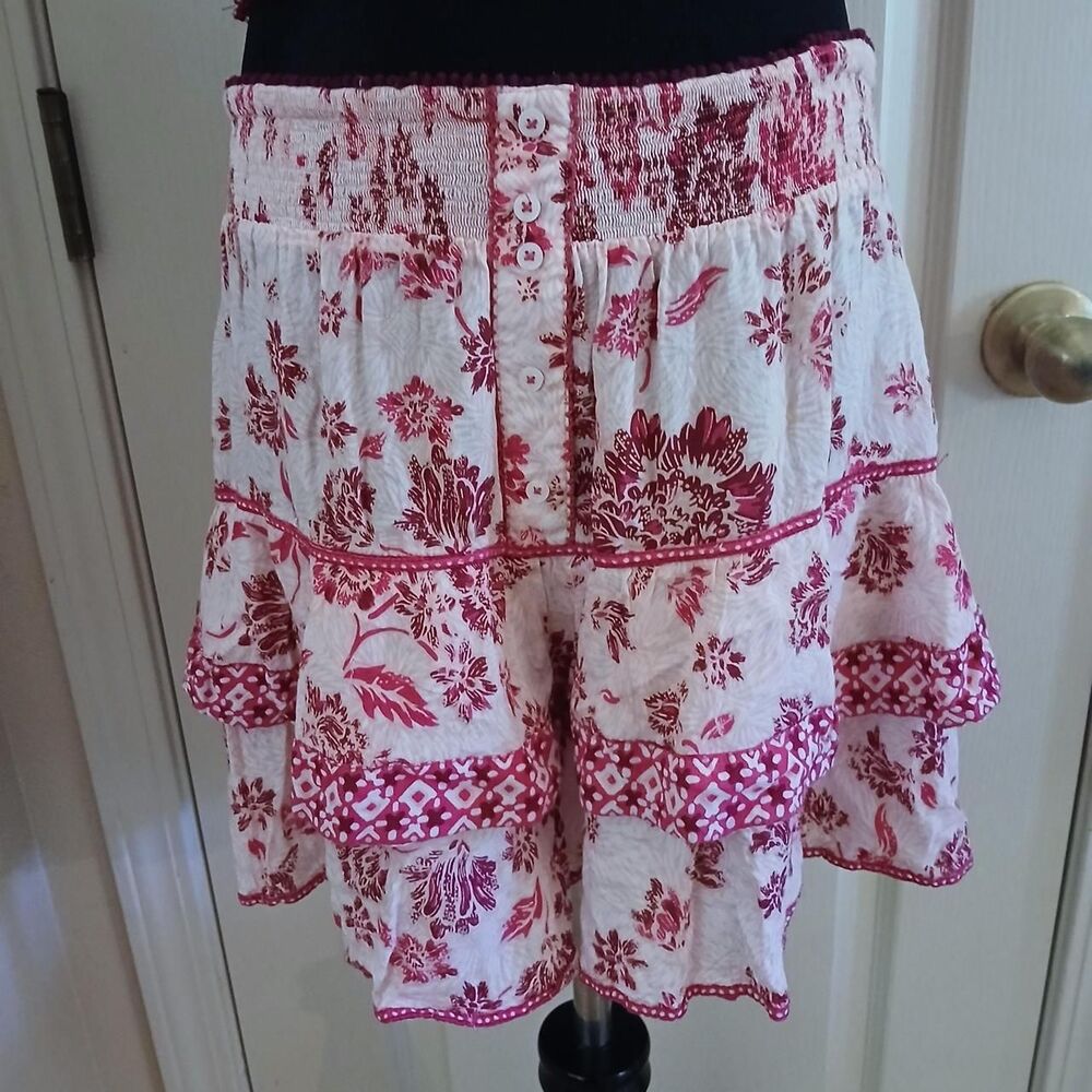 Poupette St Barth Pint/White Coastal Romantic Floral Print Set Top M/L & Skort S - Picture 6 of 8
